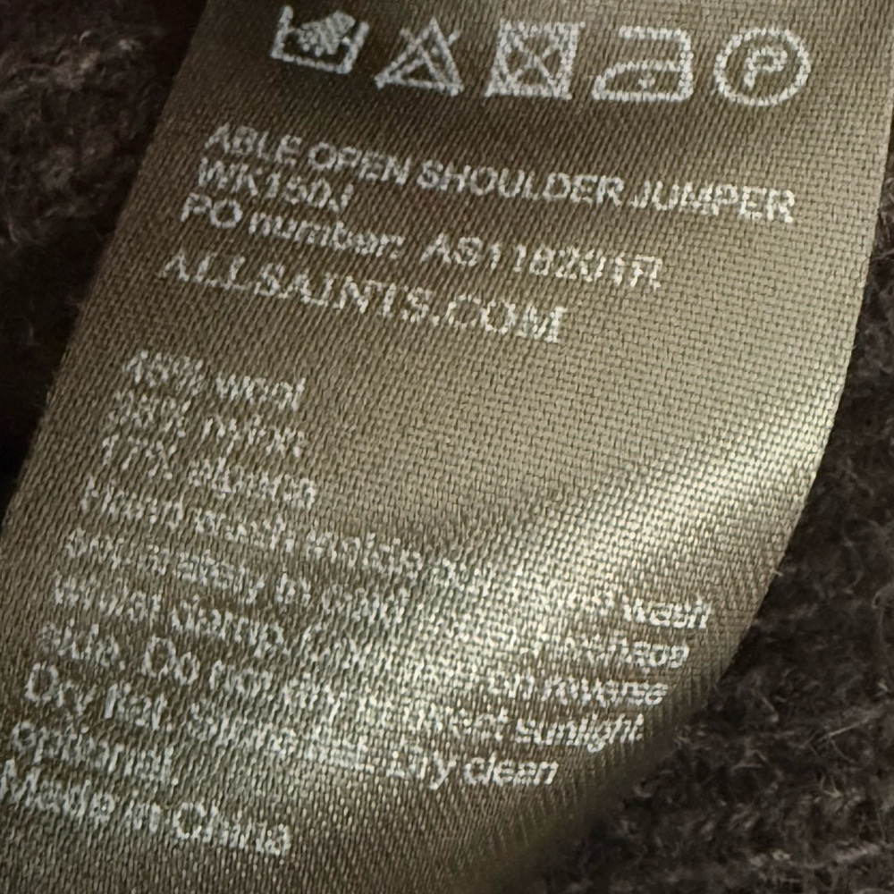 All Saints Charcoal V-Neck  Cold Shoulder Sweater - Picture 12 of 12